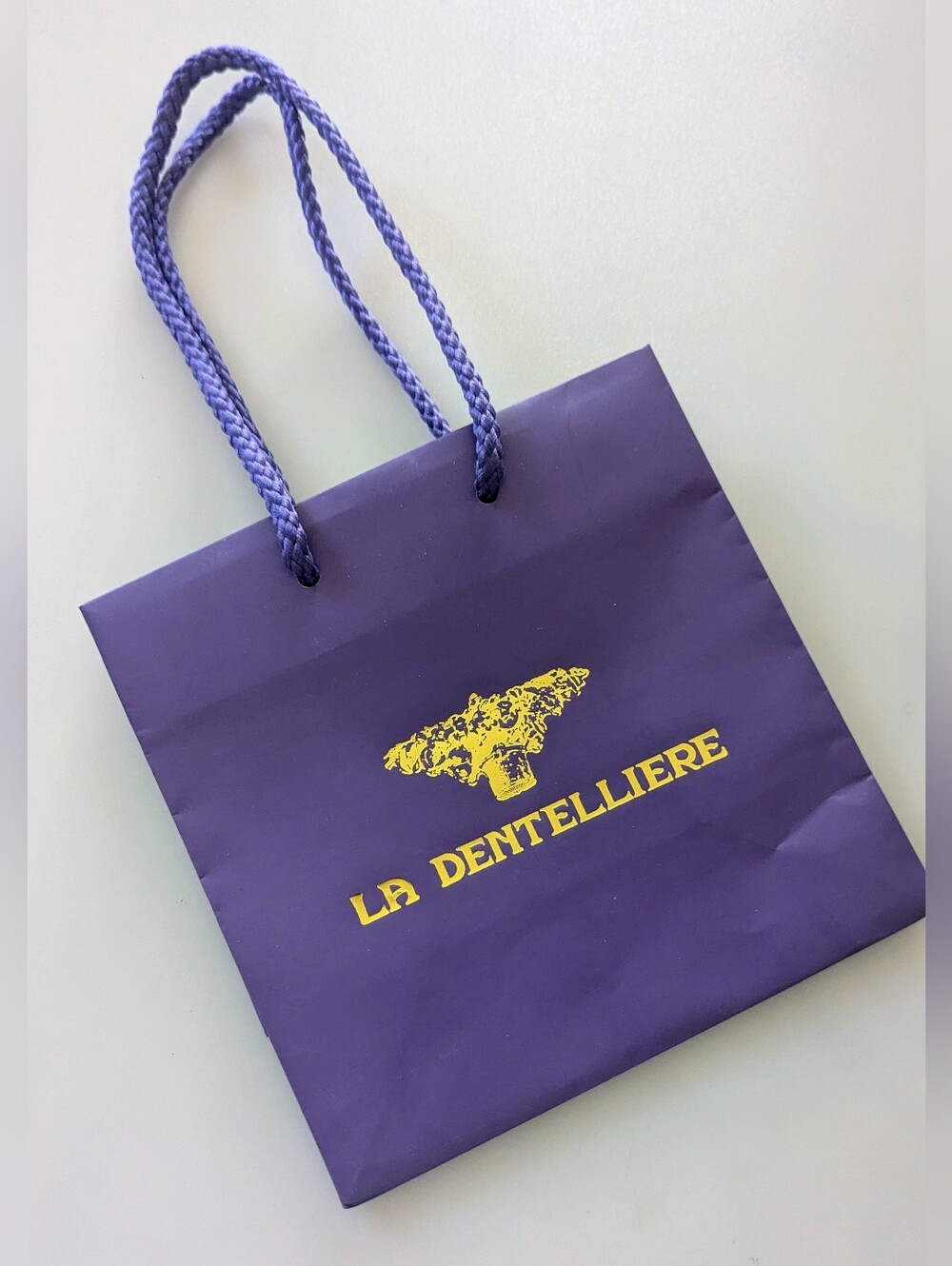La Dentelliere Empty Paper Gift Shopping Bag With Rope Handles 6.5"x 6.5" x 3.5"